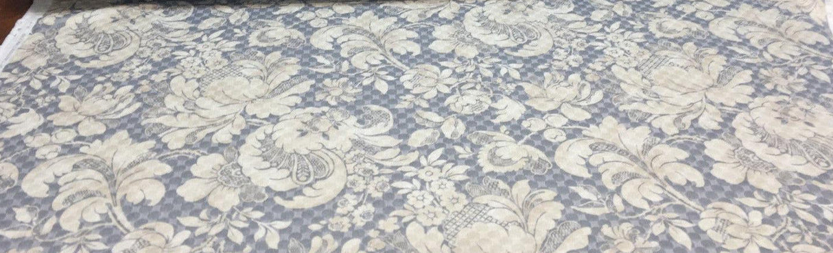 PK Waverly Distinctly Damask Shale Cotton Polyester Quilted Fabric - Shale Grey And Cream Damask, 54" Width (1 Yard)