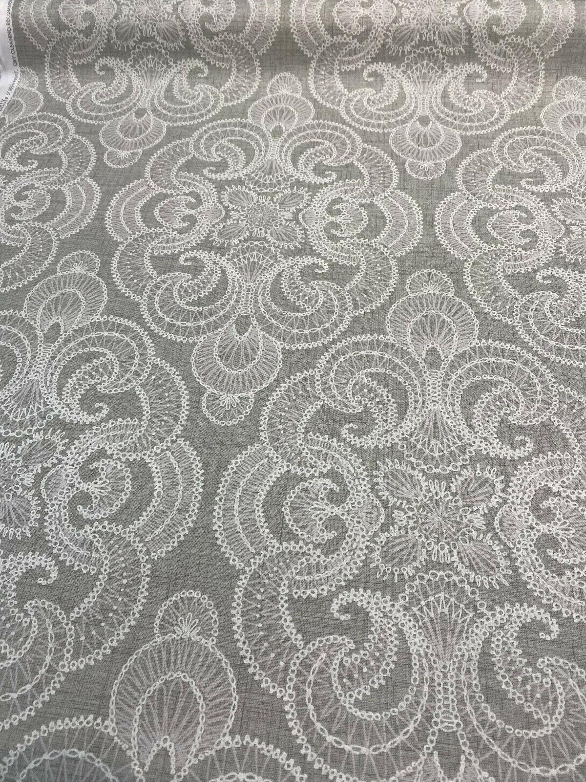 Northern Lights 100 Percent Cotton Duck Fabric - Pebble Gray And White Allover Pattern, 54" Width (1 Yard)