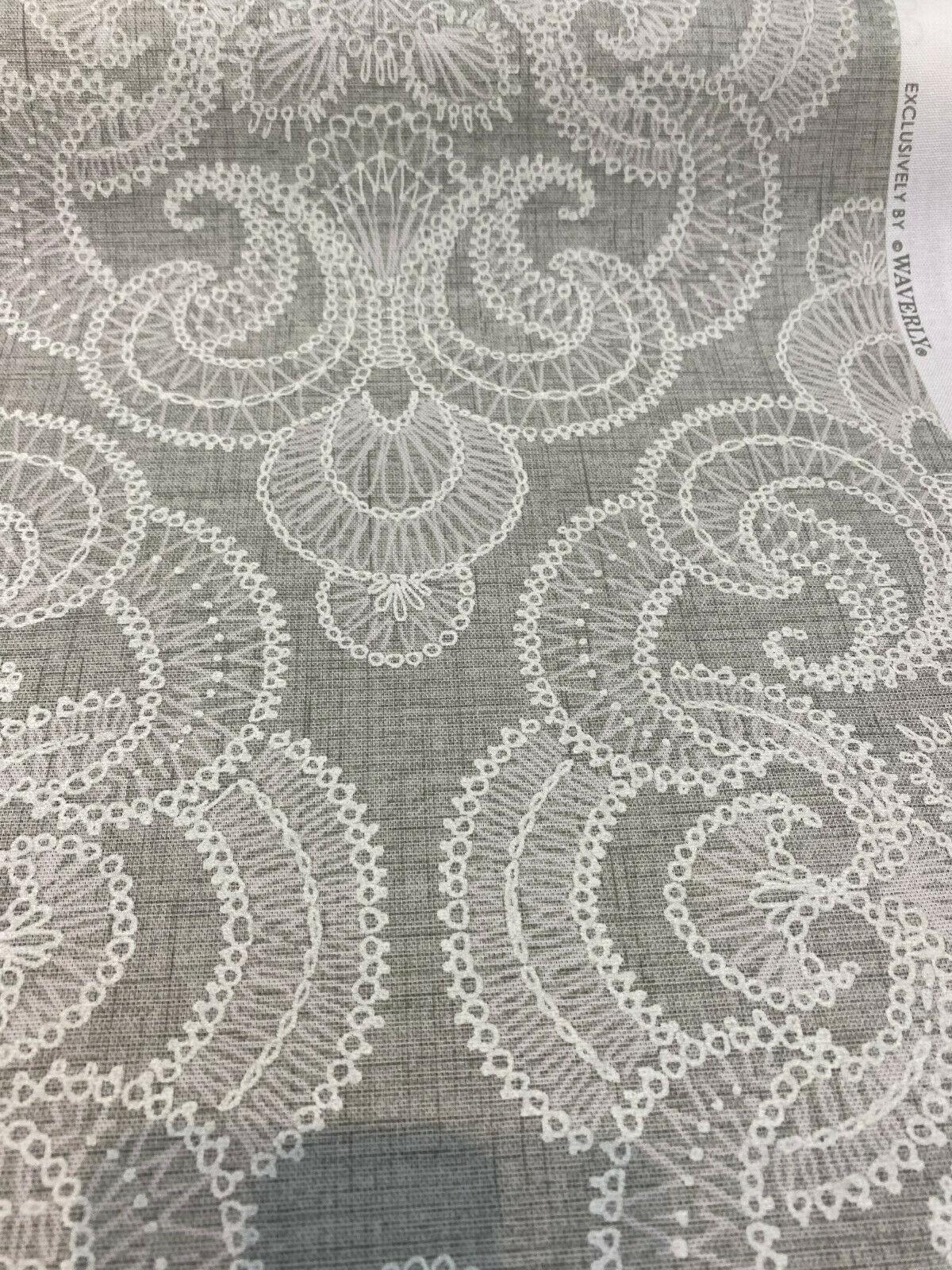Northern Lights 100 Percent Cotton Duck Fabric - Pebble Gray And White Allover Pattern, 54" Width (1 Yard)
