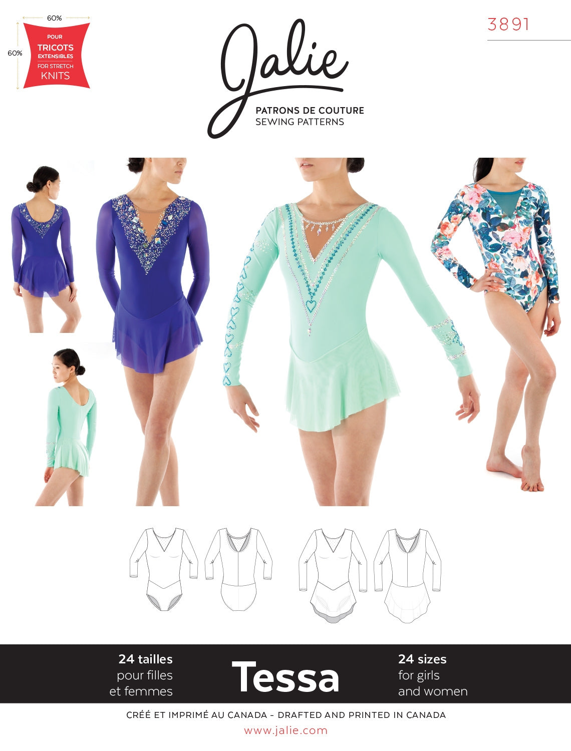 Sewing Pattern Tessa Long Sleeved Dress and Leotard by Jalie