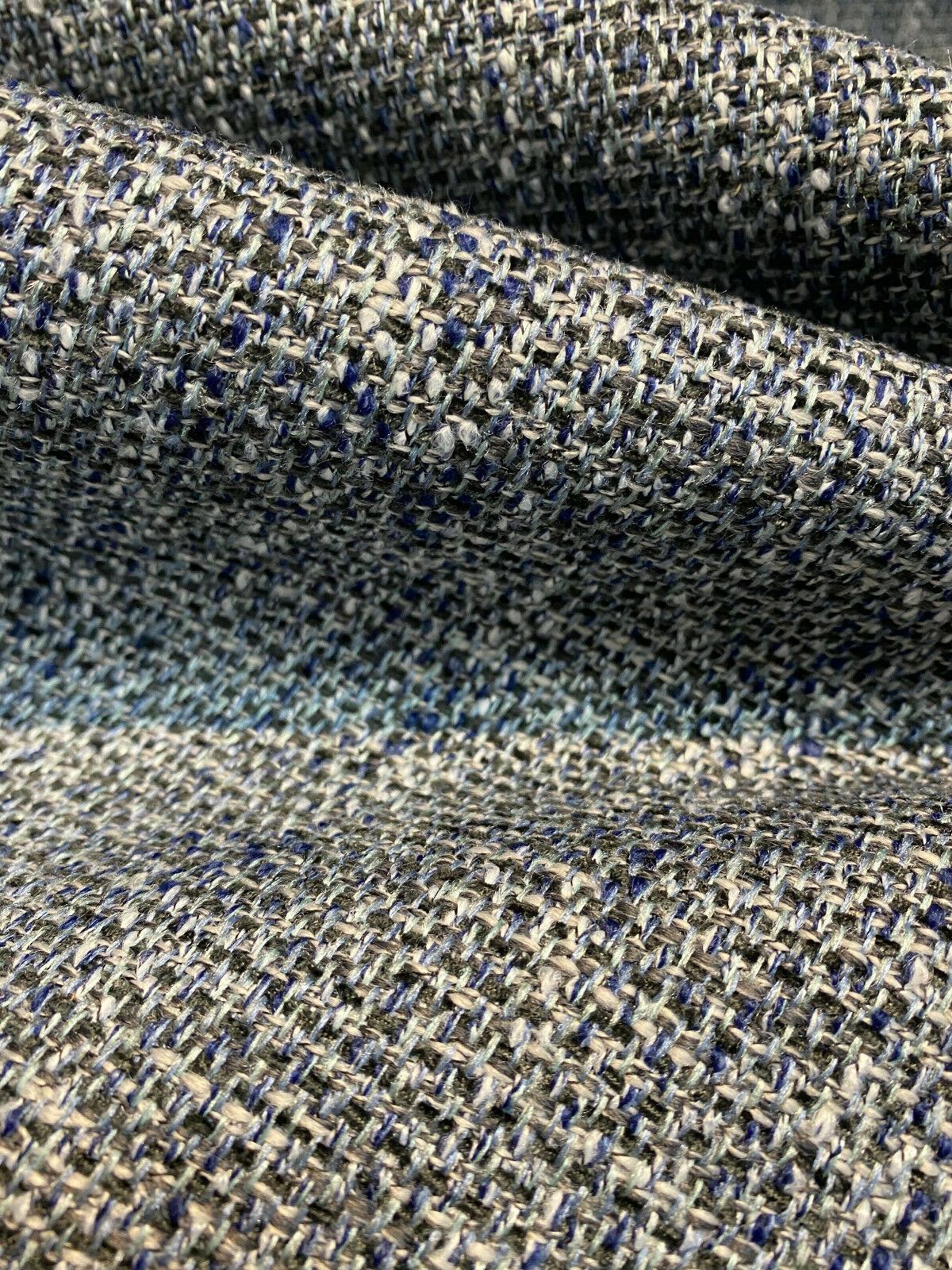 Fabricut Hampton Polyester Tweed Fabric - Indigo Blue With Silver Mix, 54" Width (1 Yard)