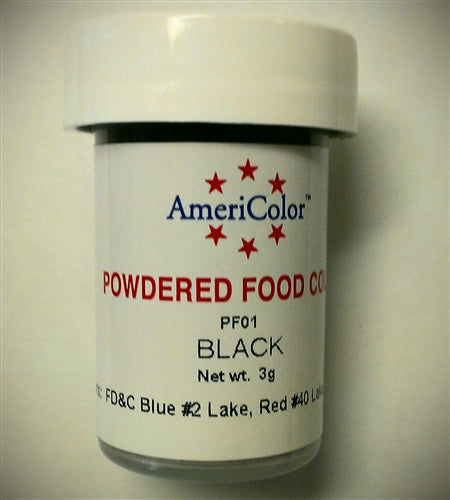 AmeriColor Black Powdered Food Coloring - PF01 -3 Grams