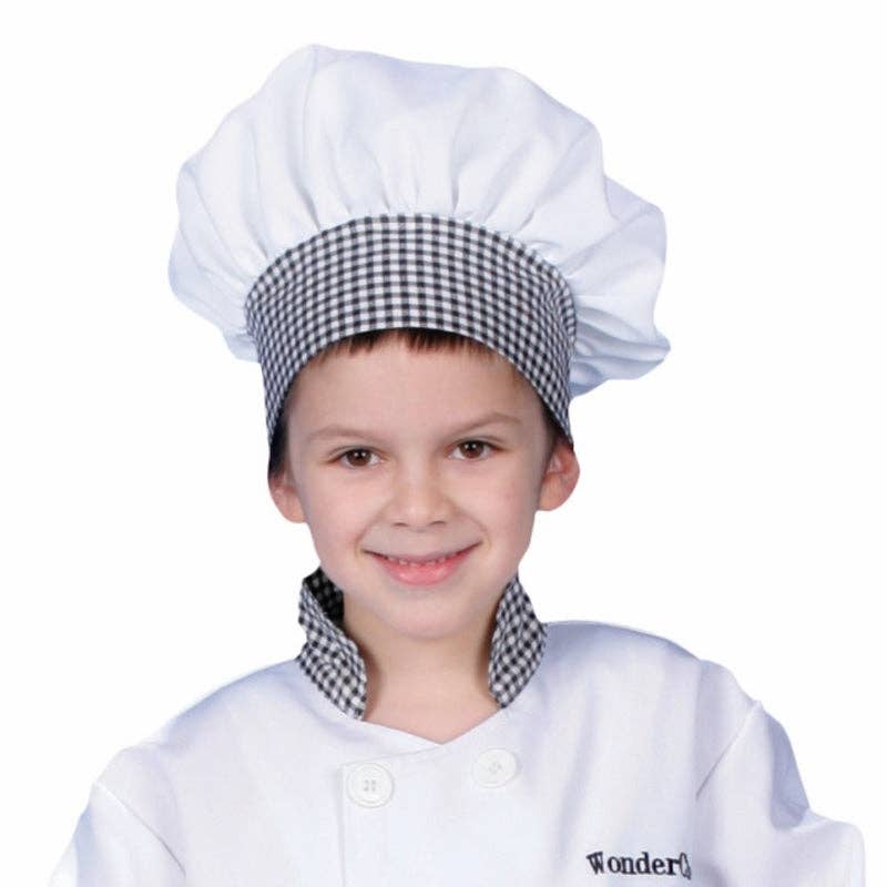 Black Gingham Chef Hat - Kids