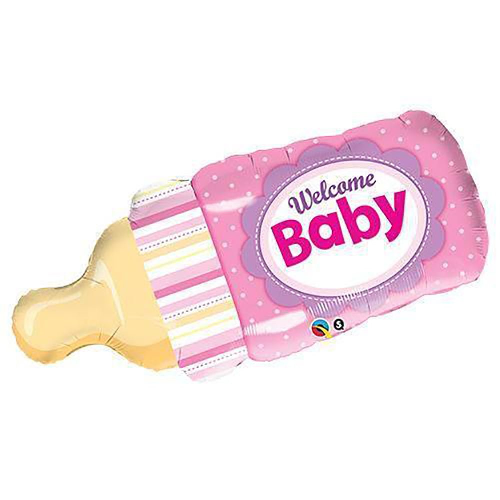 Foil Balloon Welcome Baby Bottle Pink