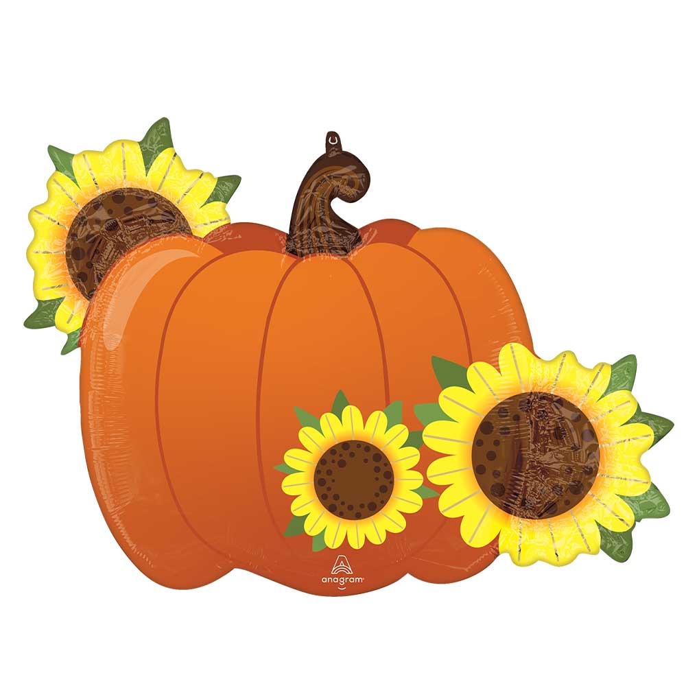 Foil Balloon Welcome Fall Pumpkin & Sunflowers