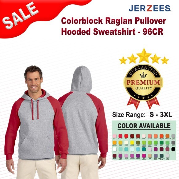 Jerzees® Colorblock Raglan Pullover Hooded Sweatshirt