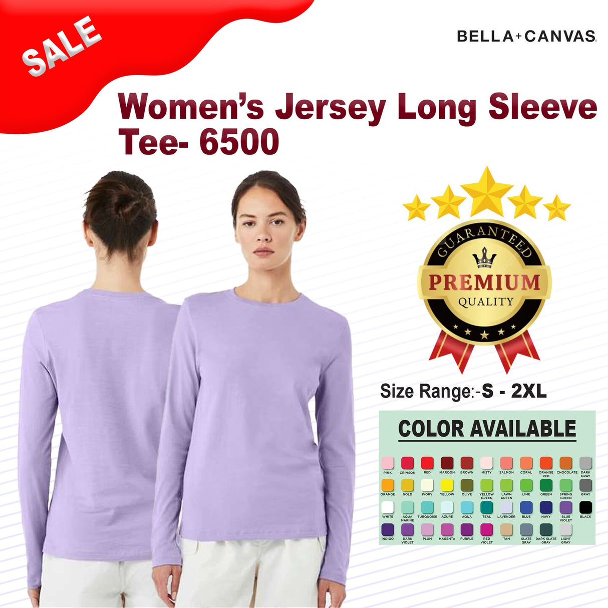 BELLA + CANVAS® Women’s Jersey Crewneck Long Sleeve Tee