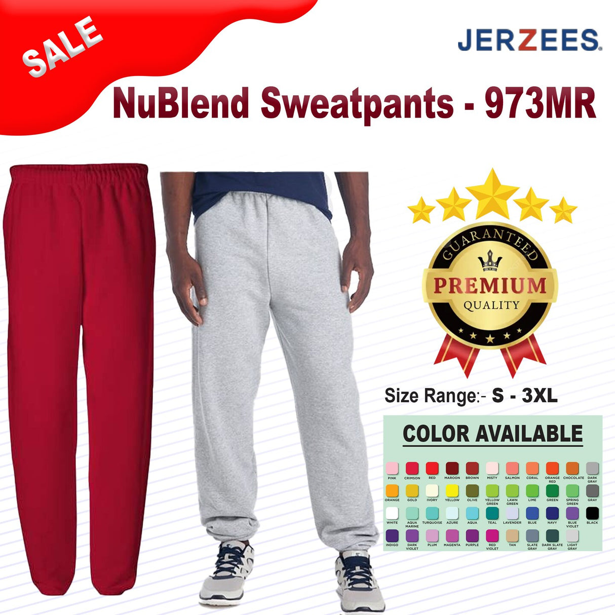 JERZEES® Unisex NuBlend Sweatpants Soft Fleece Joggers