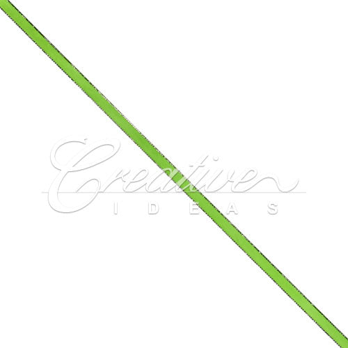 3/8" Satin With Silver Edge Ribbon - 50 Yards (Apple Green)