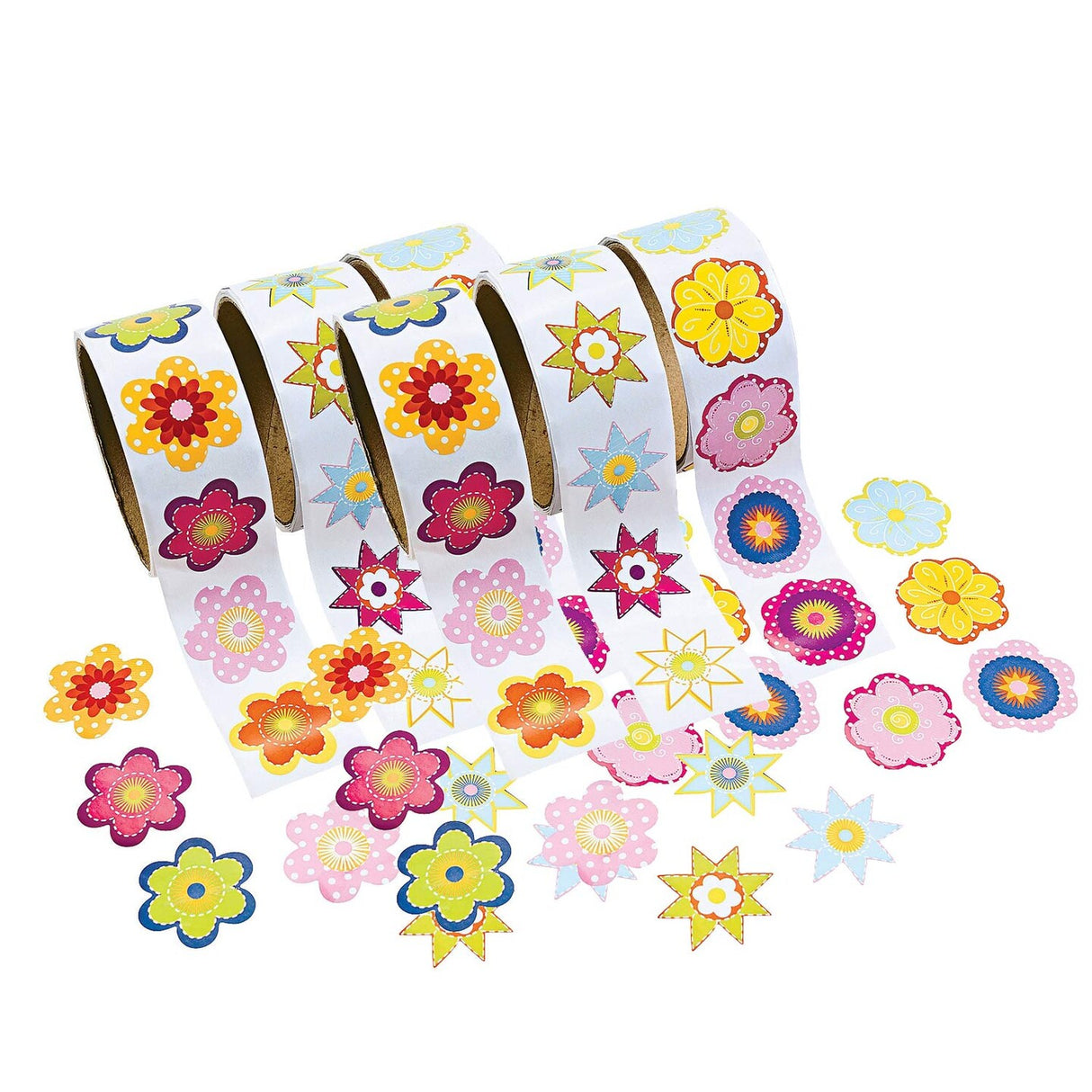 1 1/2" Bulk Flower Paper Rolls of Stickers Assortment 300 Pc