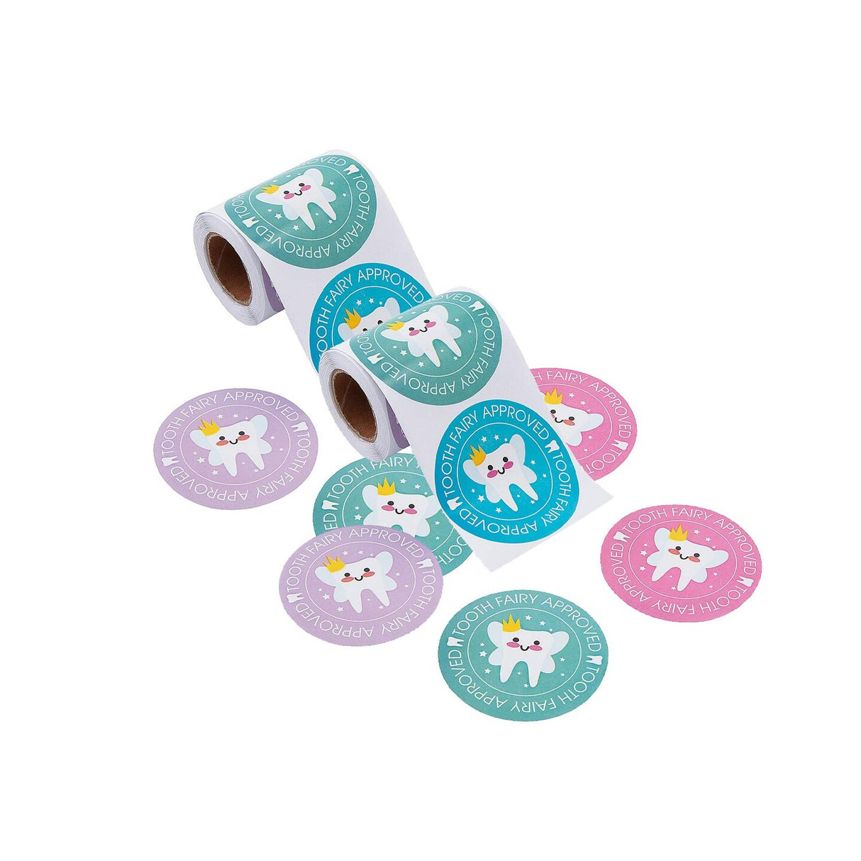 2 1/2" Official Tooth Fairy Seal Sticker Roll 100 Pc