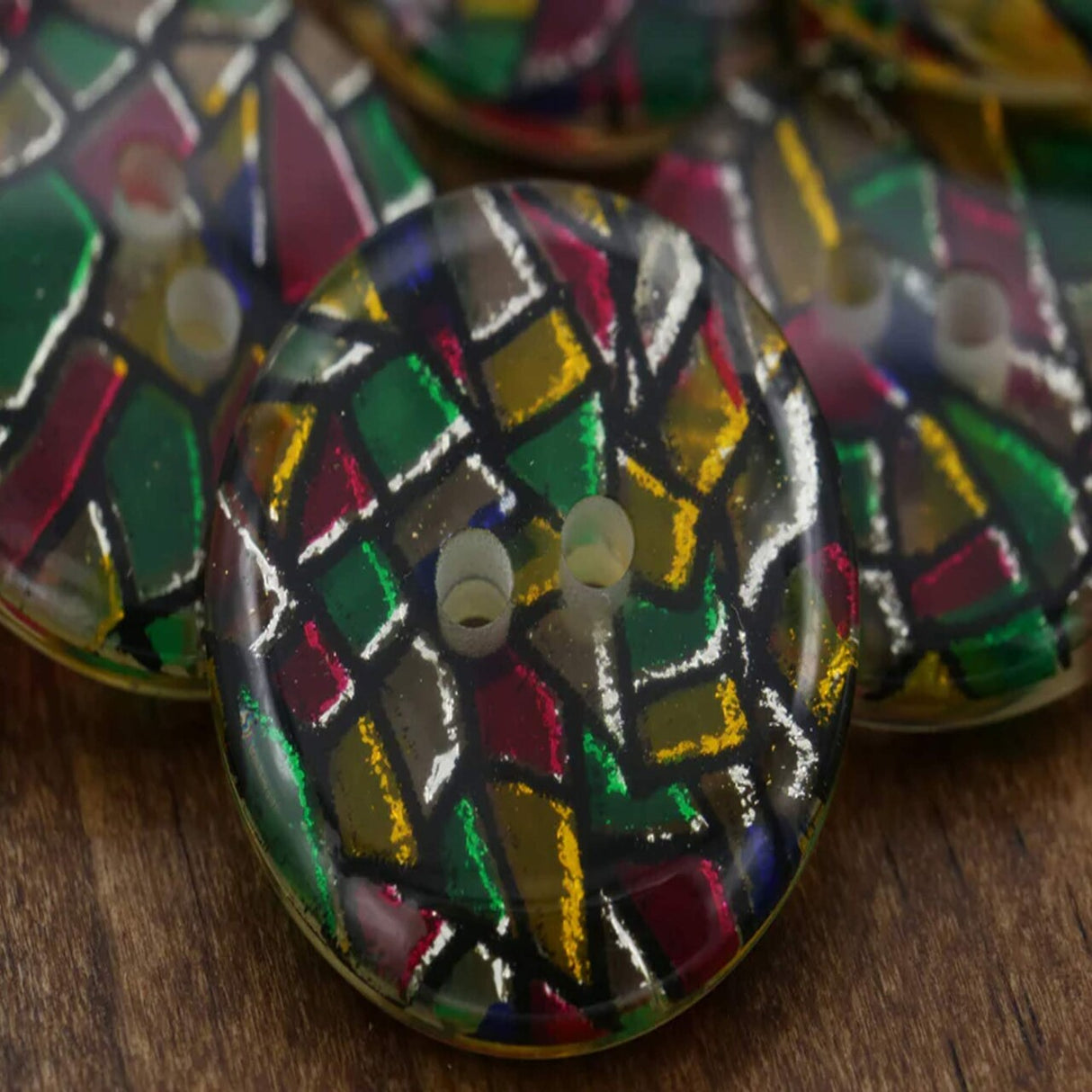 4 Pieces Colorful Gold Glitter Art Deco Shards Buttons 1.125 Inch