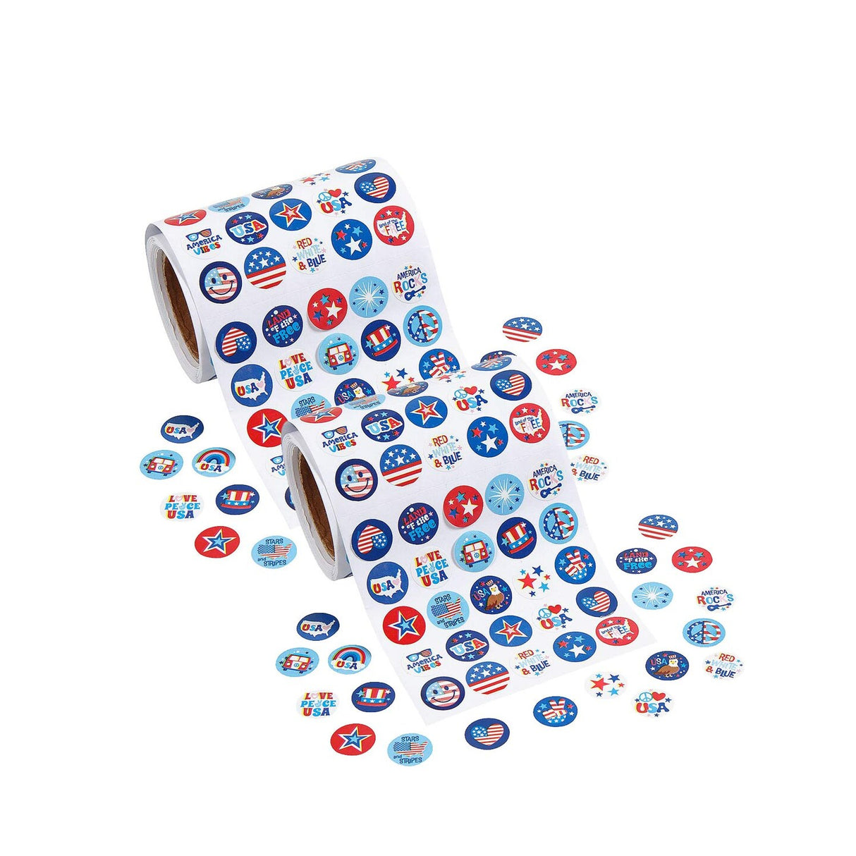 1/2" Bulk 1000 Pc Mini Patriotic Sticker Roll