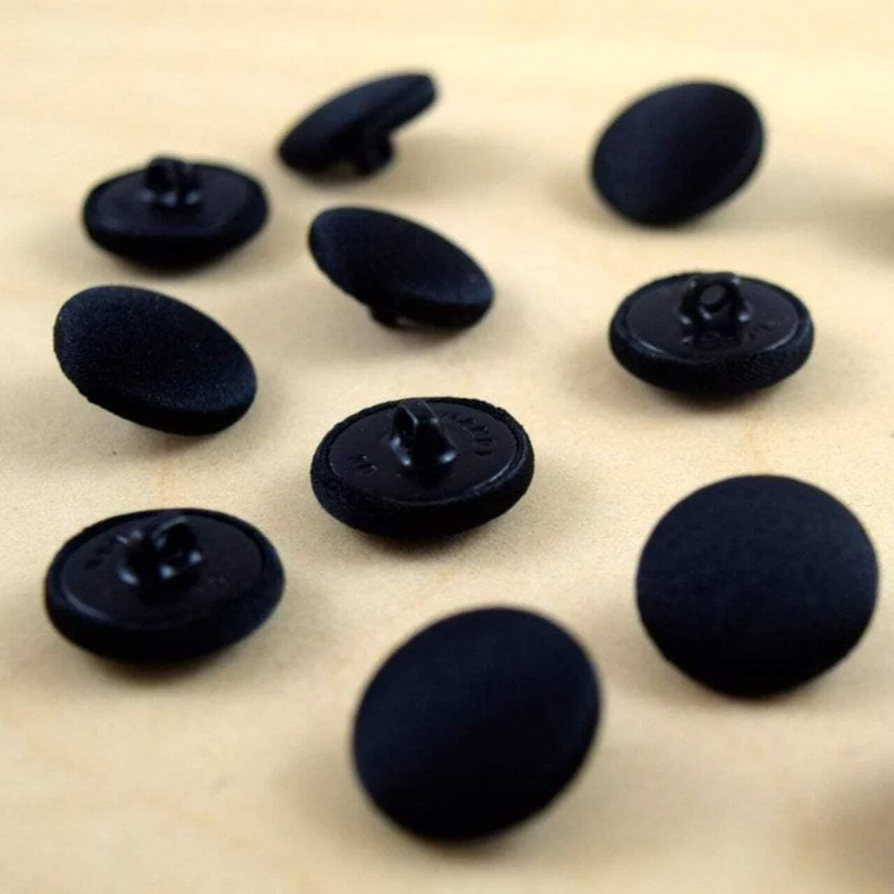 1 Dozen Satin Covered Buttons 10mm Black Shank Buttons for Tuxedo