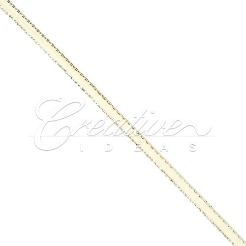 1/8" Satin With Silver Edge Ribbon - 50 Yards (Ivory)