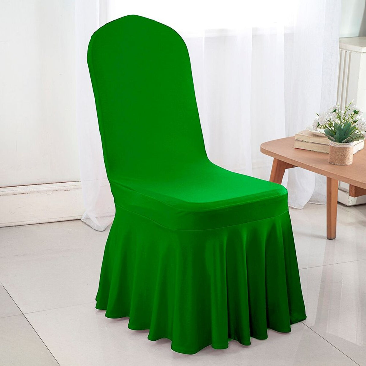 Spandex Banquet Skirt Chair Cover Emerald Green Stretch Elegant Event Decor
