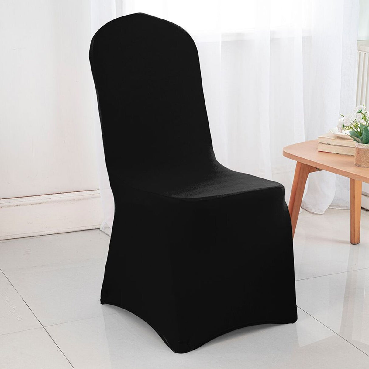 Black Spandex Banquet Chair Cover with Stretch Fit for Weddings and Events