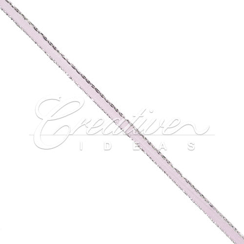 1/8" Satin With Silver Edge Ribbon - 50 Yards (Lavender)