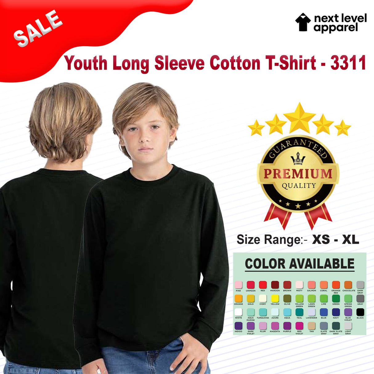 Next Level® Youth Long Sleeve Cotton T-Shirt