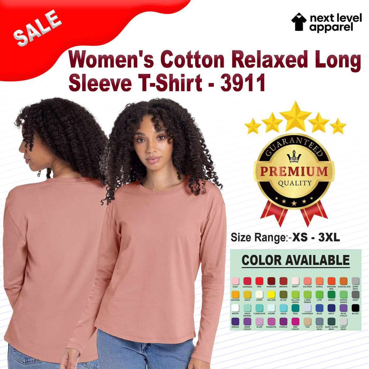 Next Level® Women's Cotton Relaxed Crewneck Long Sleeve T-Shirt