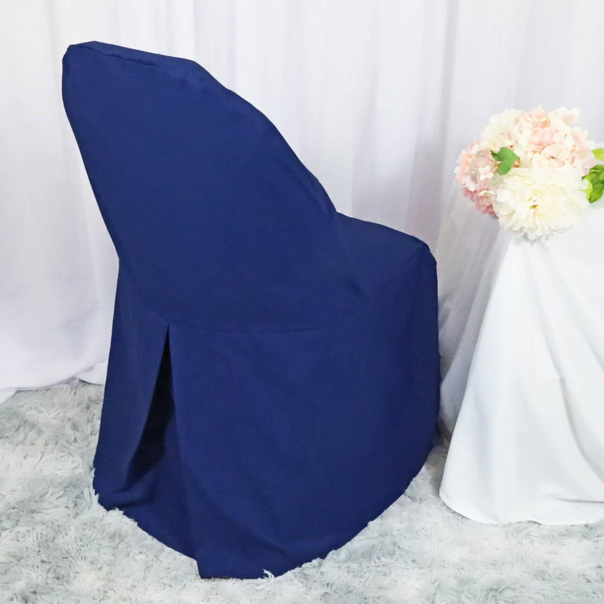 1 Piece Navy Blue Polyester Chair Cover for Classic Folding Seating