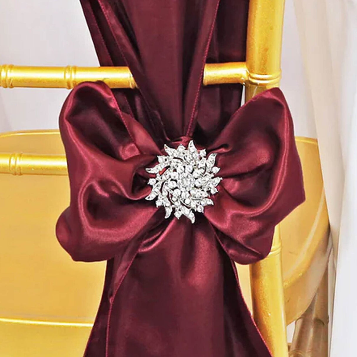 10 Pieces Burgundy Satin Chair Sashes Elegant 8"x108" Event Decor