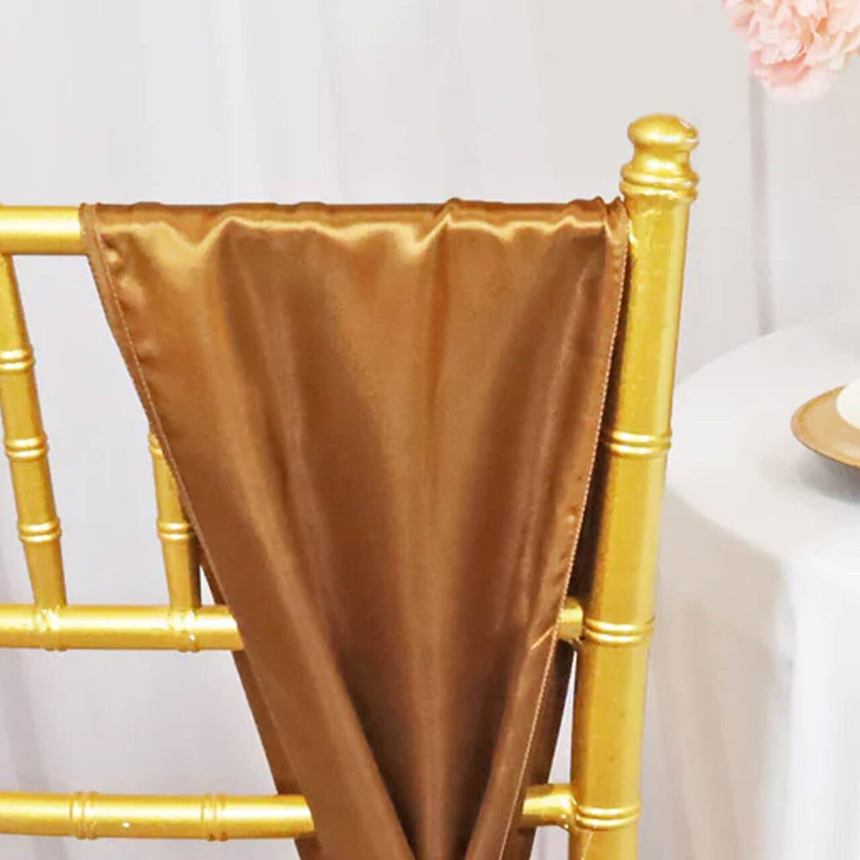 10 Pieces Copper Satin Chair Sashes 8"x108" Elegant Wedding & Event Decor