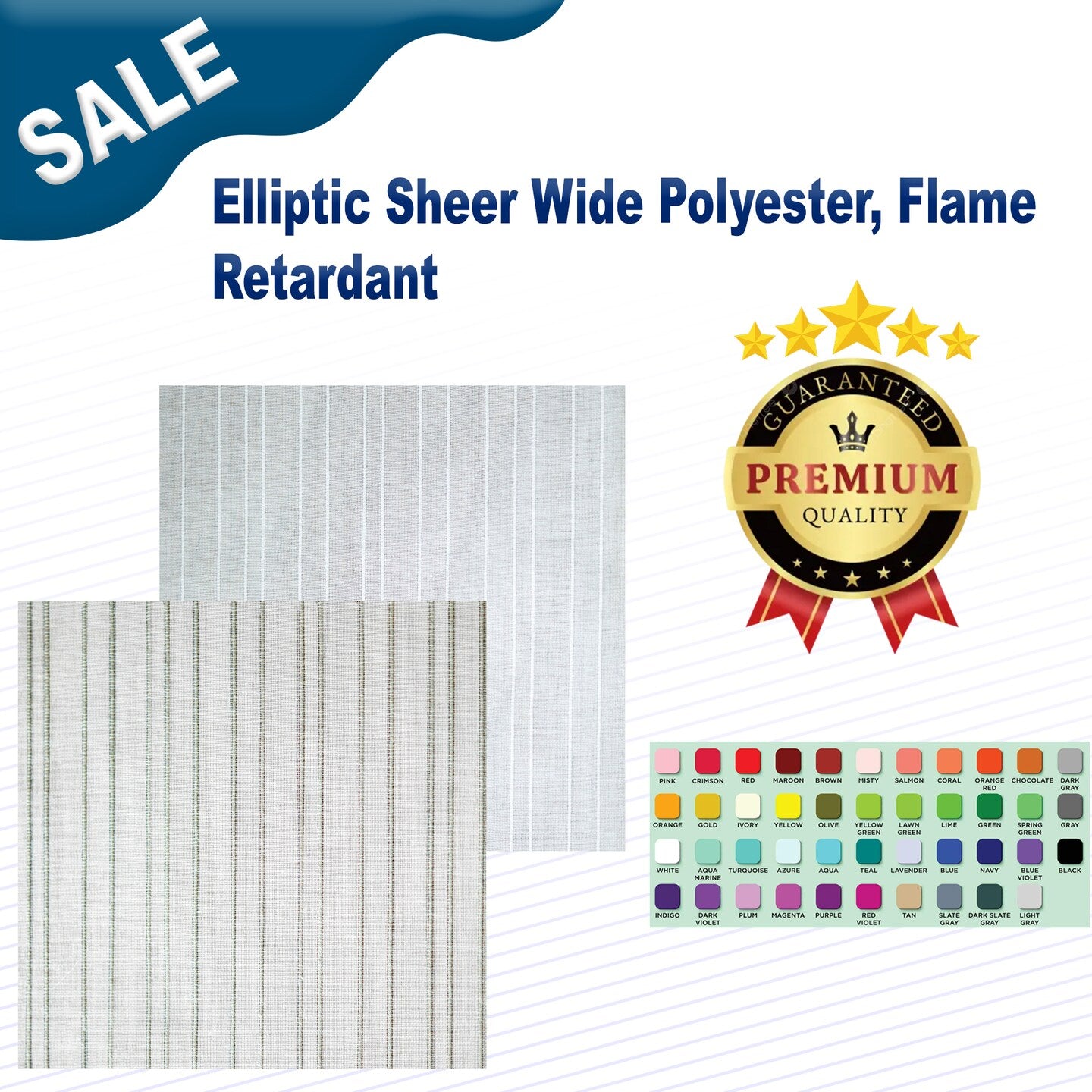 1 Yard Elliptic Sheer Wide Polyester Flame Retardant