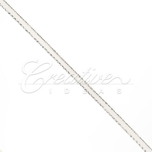 1/8" Satin With Silver Edge Ribbon - 50 Yards (White)