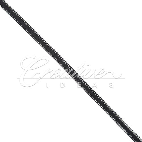1/8" Satin With Silver Edge Ribbon - 50 Yards (Black)