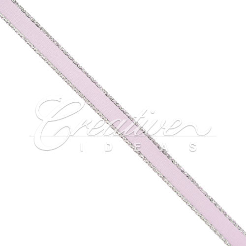 1/4" Satin With Silver Edge Ribbon - 10 Yards (Lavender)