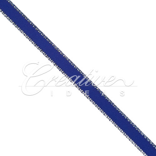1/4" Satin With Silver Edge Ribbon - 10 Yards (Royal Blue)