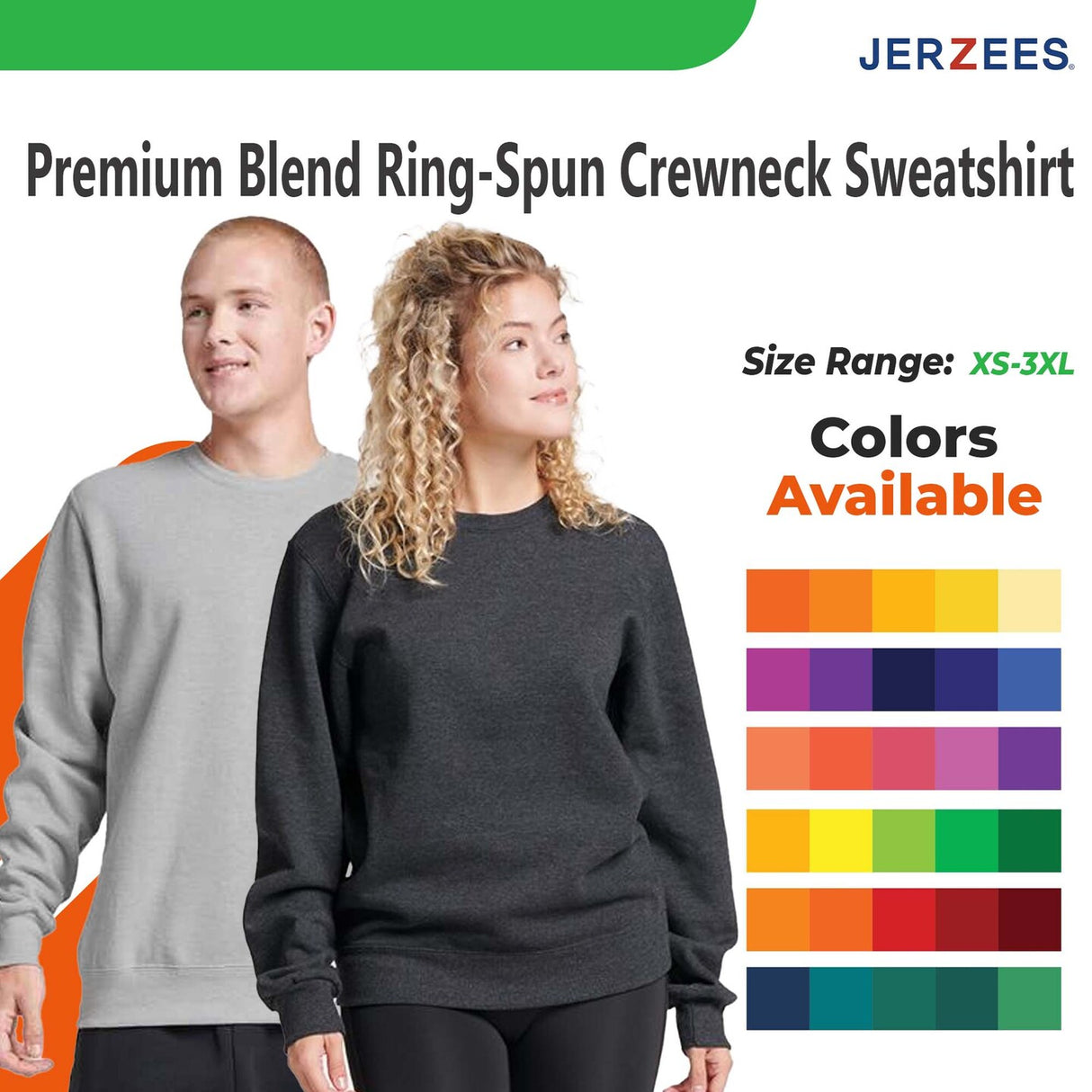 Jerzees® Premium Blend Ring Spun Crewneck Long Sleeve Sweatshirt