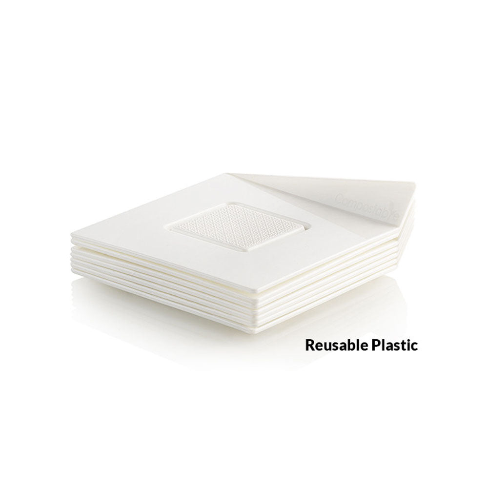 Silikomart White Square Dessert Plate, 3.3" x 3.3" - Pack of 100
