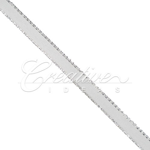 1/4" Satin With Silver Edge Ribbon - 10 Yards (Silver)