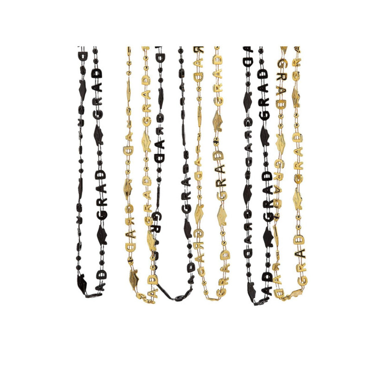 30" Black & Gold Grad Beaded Necklaces Assortment 24 Pc.