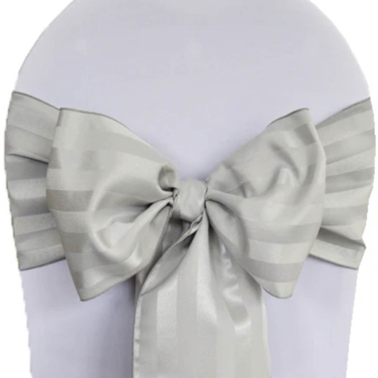 10 Pieces Silver Striped Jacquard Polyester Chair Sashes 7.5"x108" for Modern Events