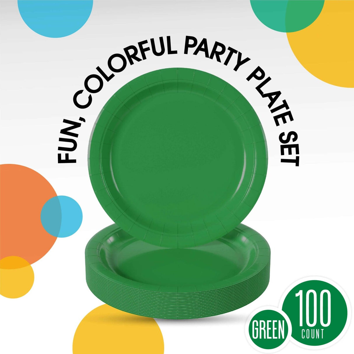 100 Count Emerald Green Paper Plates Durable Disposable Party Plates for Events 10"