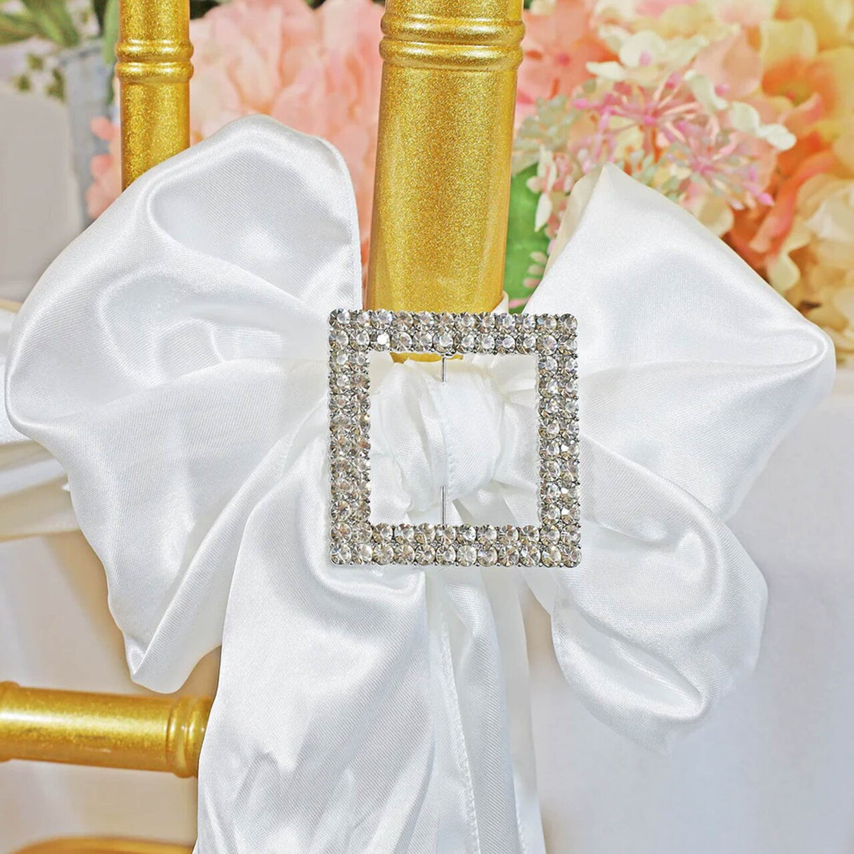1 Piece Square Rhinestone Chair Sash Buckle for Wedding Decor 2 Inch Width