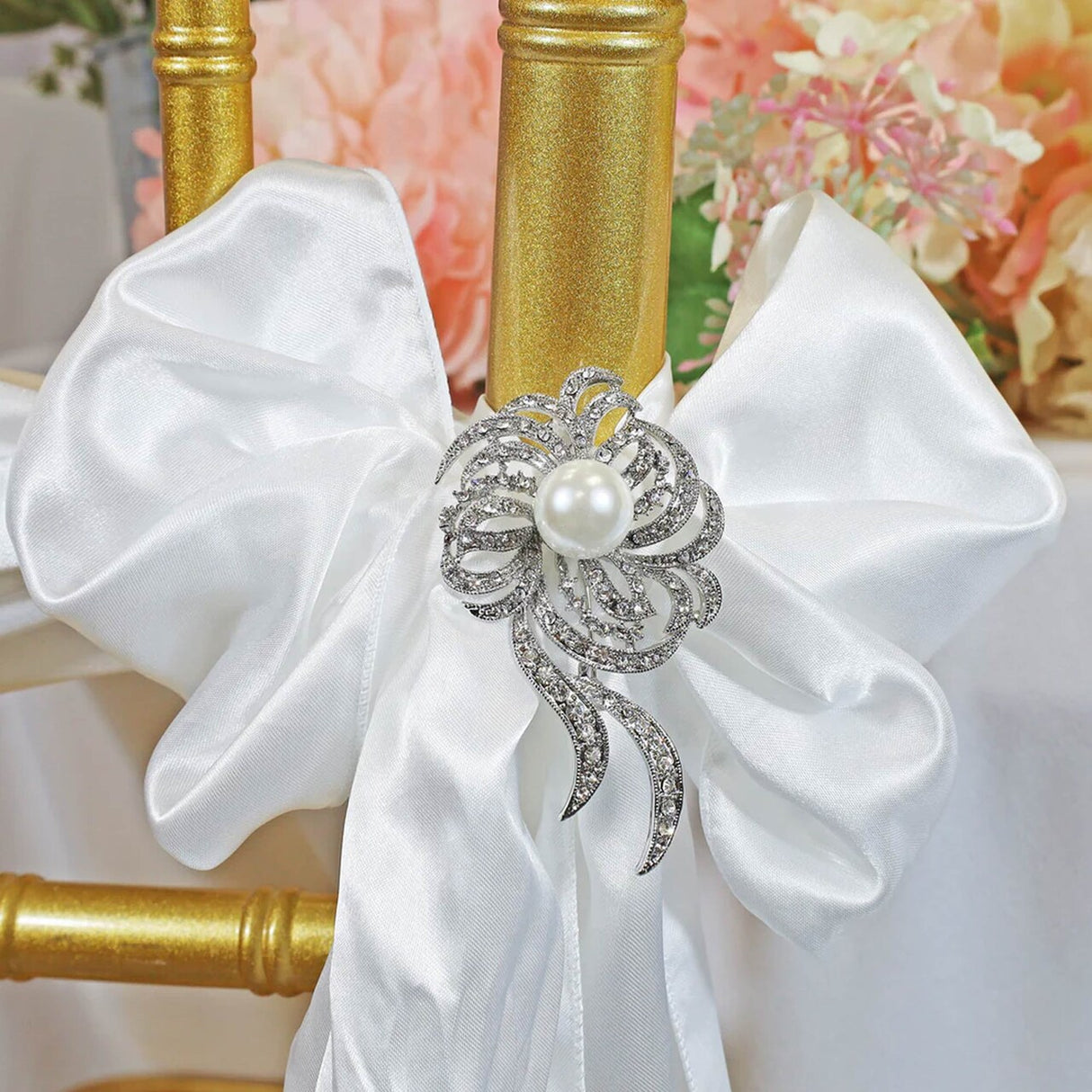 1 Piece Comet Rhinestone Chair Sash Buckle Silver Metal Accent 2 Inch Width