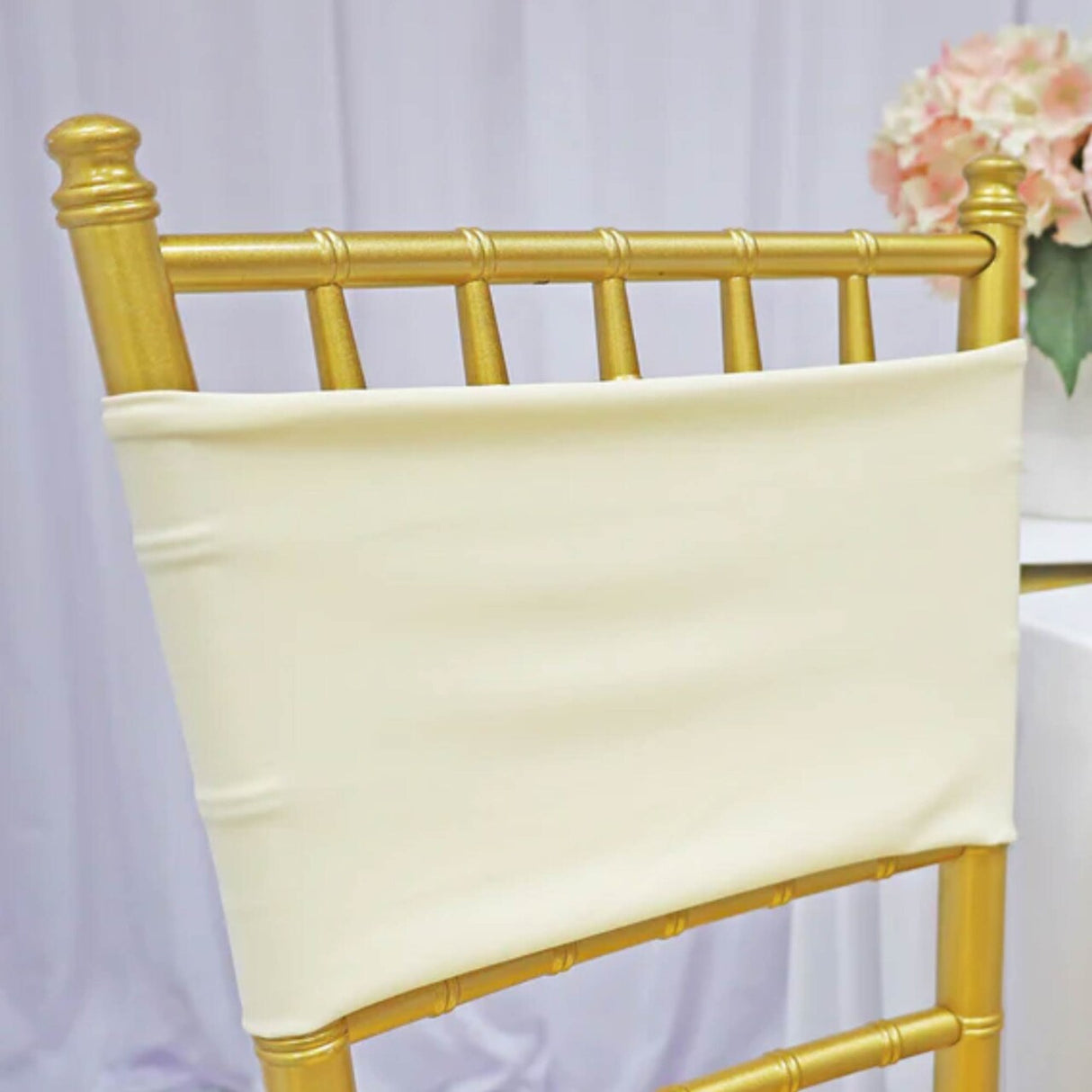 10 Pieces Soft Ivory Stretch Spandex Chair Bands 7 x 13 Inches