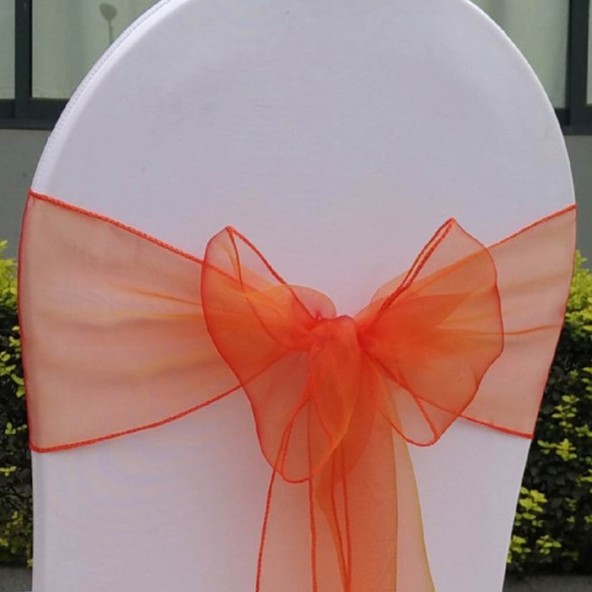 10 Pieces Orange Luxury Angle End Organza Chair Strips, 12"x116" Party Accessories