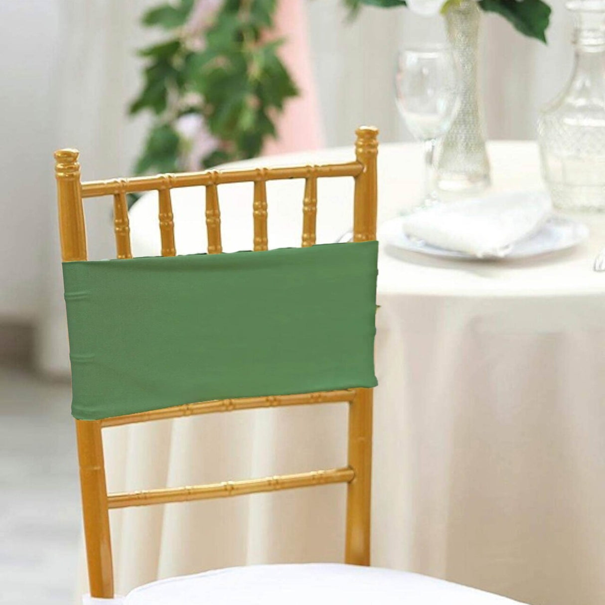 10 Pieces Stretchy Fresh Clover Green Spandex Chair Bands 7 x 13 Inches