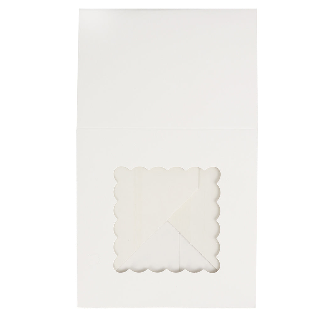 O'Creme White Cake Box with Window, 6" x 6" x 4" - Pack of 5