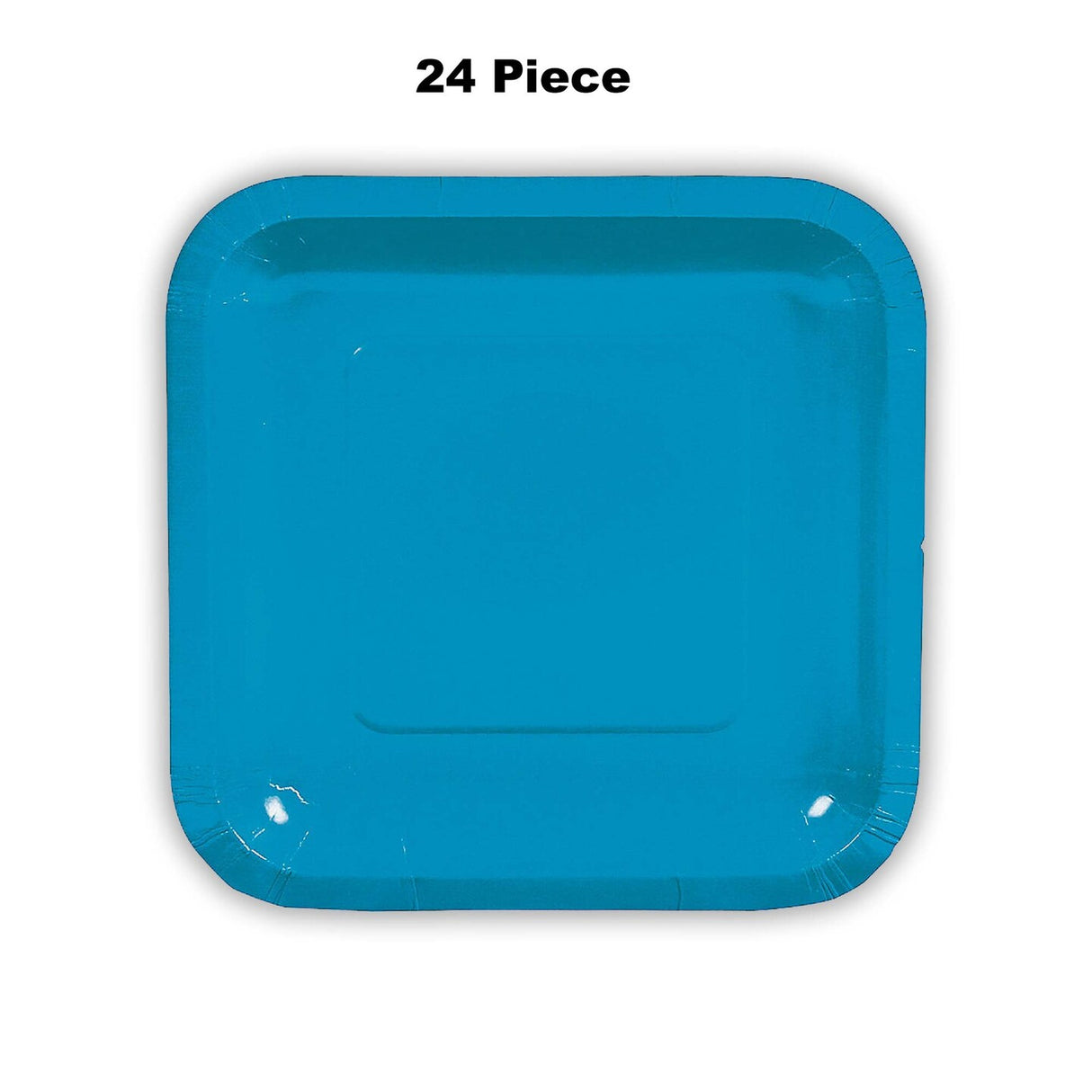 24 Count Turquoise Square Paper Dessert Plates 7"