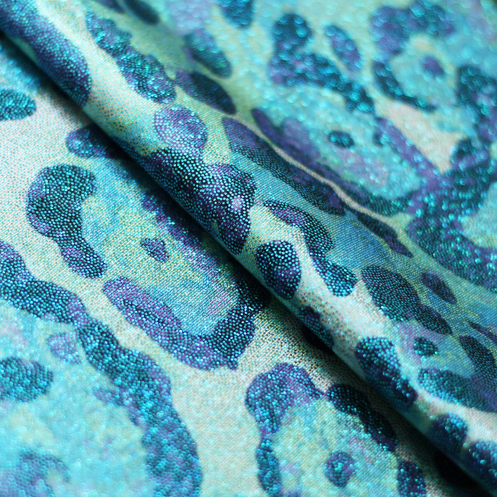 Feline Deco Polyester Spandex Fabric - Leopard Print, Pink/Orange/Turquoise, 58/60" Width (1 Yard)