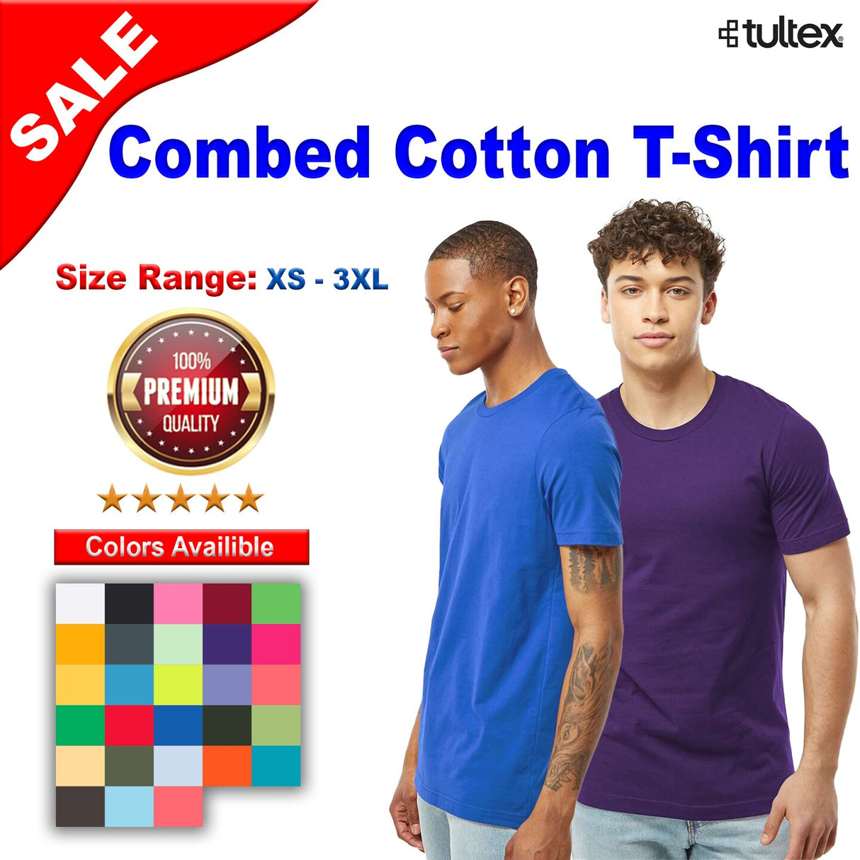 Tultex® Combed Cotton Crew Neck Short Sleeve T-Shirt
