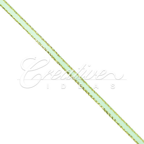 1/8" Satin With Gold Edge Ribbon - 50 Yards (Mint Green)
