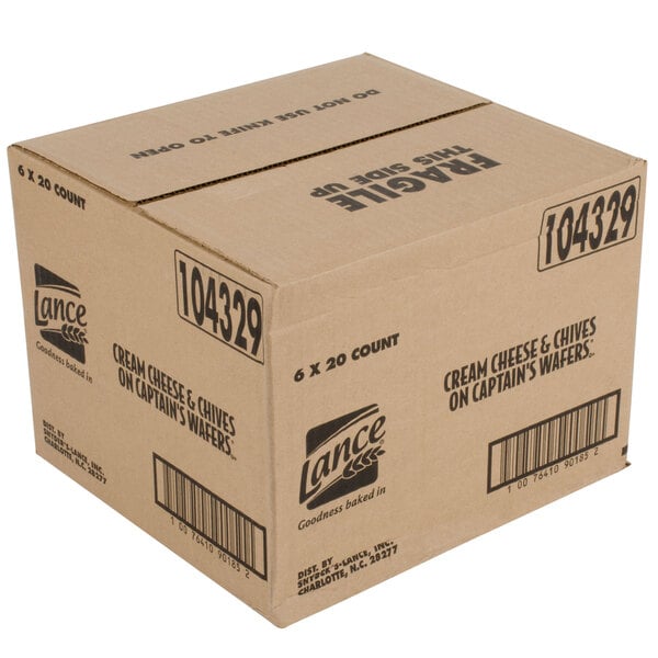 Lance Captain's Wafers Cream Cheese and Chives Sandwich Crackers 20 Count Box - 6/Case
