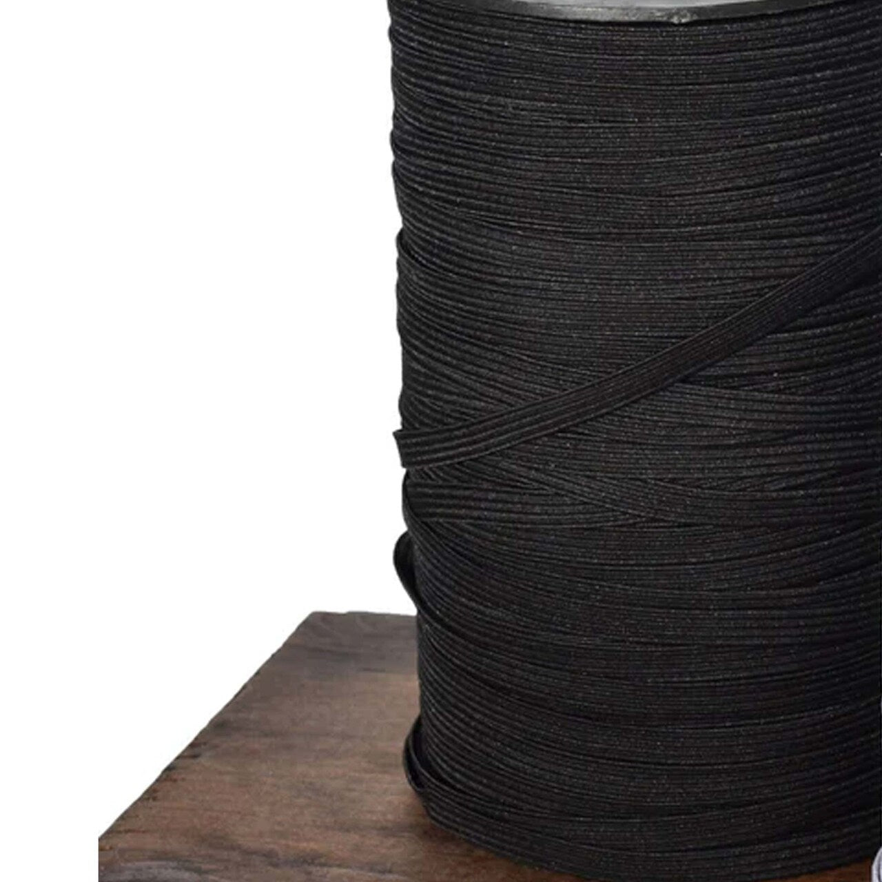 1/8" Black Flat Braided Durable Elastic Cord 5 Yards